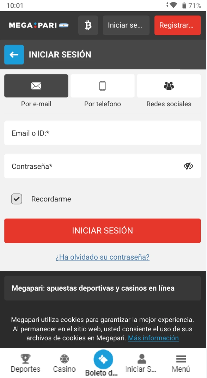 Haz clic en Instalar para que la aplicación Megapari se muestre en tu smartphone.