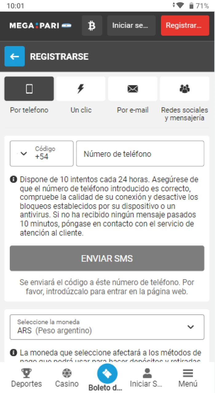 Completa los campos requeridos con tu información personal en la plataforma de Megapari.