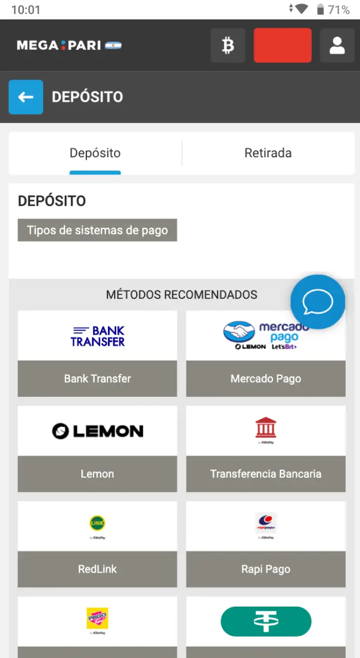 Escoge tu método de pago favorito en Megapari.